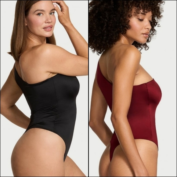 (2) NEW Victoria's Secret SoSleek Bodysuits Sz XL Red / Black Built In Bra NWT - Picture 3 of 5